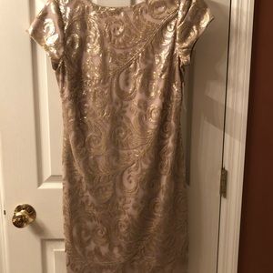 Gold embellished knee length dress